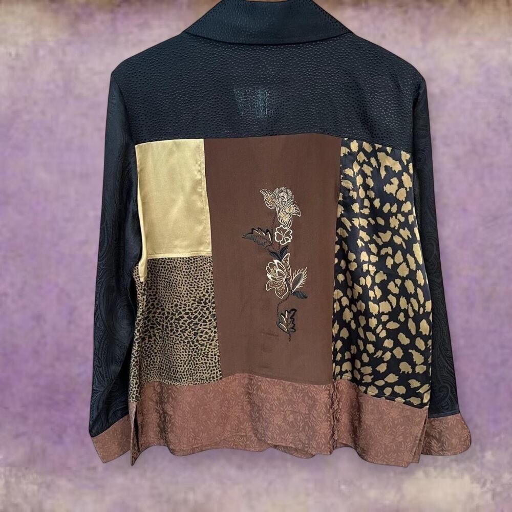 Vintage black/brown patchwork button down - image 1